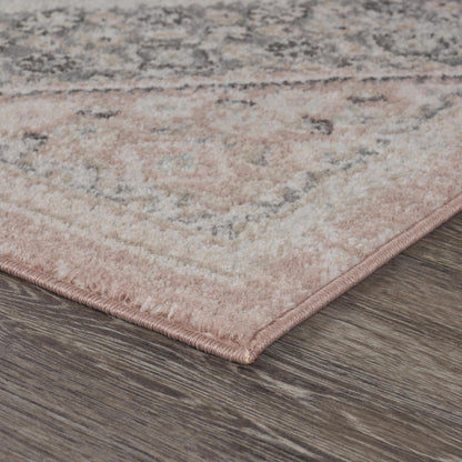 2' X 3' Pink and Ivory Medallion Area Rug