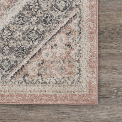 2' X 3' Pink and Ivory Medallion Area Rug