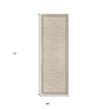 4' X 6' Beige and Gray Medallion Area Rug