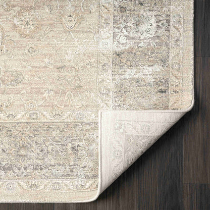 4' X 6' Beige and Gray Medallion Area Rug