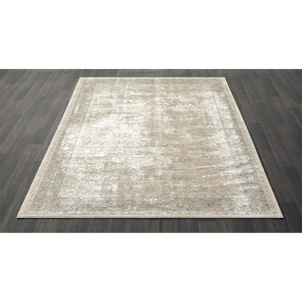 4' X 6' Beige and Gray Medallion Area Rug