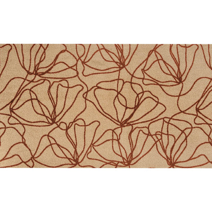 2' X 4' Beige and Bronze Abstract Floral Washable Area Rug With UV Protection