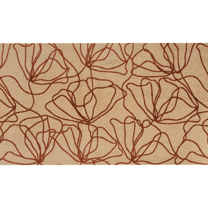 2' X 4' Beige and Bronze Abstract Floral Washable Area Rug With UV Protection