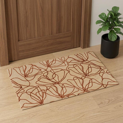 2' X 4' Beige And Bronze Floral Washable Area Rug With UV Protection