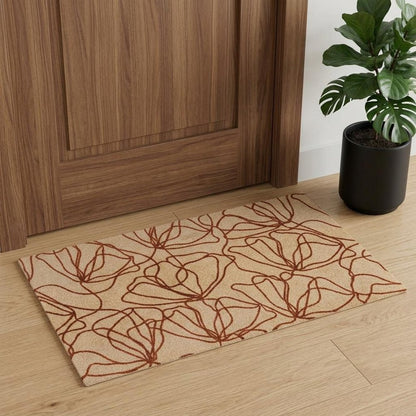 2' X 4' Beige And Bronze Floral Washable Area Rug With UV Protection
