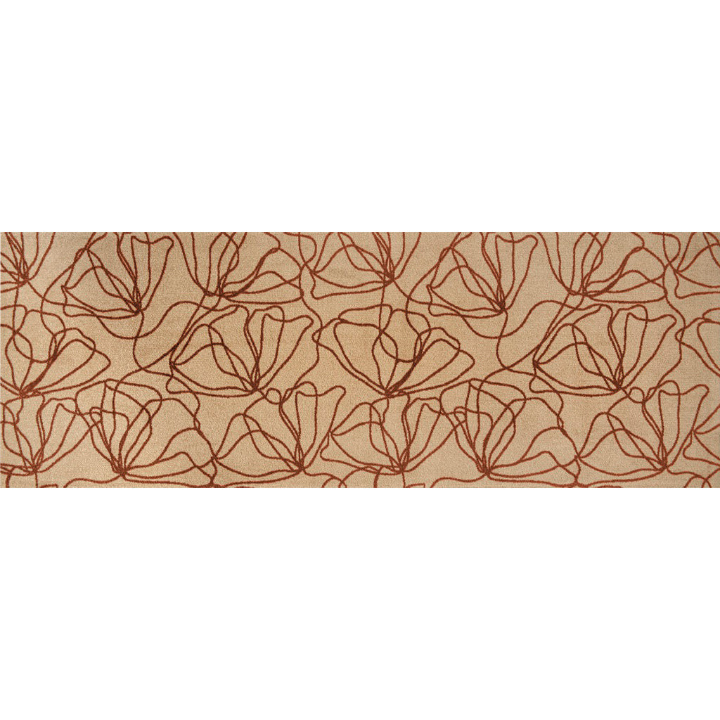 6' Beige and Bronze Floral Washable Area Rug With UV Protection