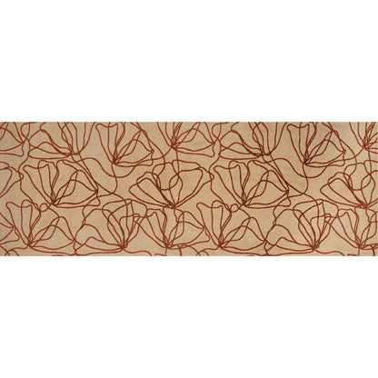 6' Beige and Bronze Floral Washable Area Rug With UV Protection