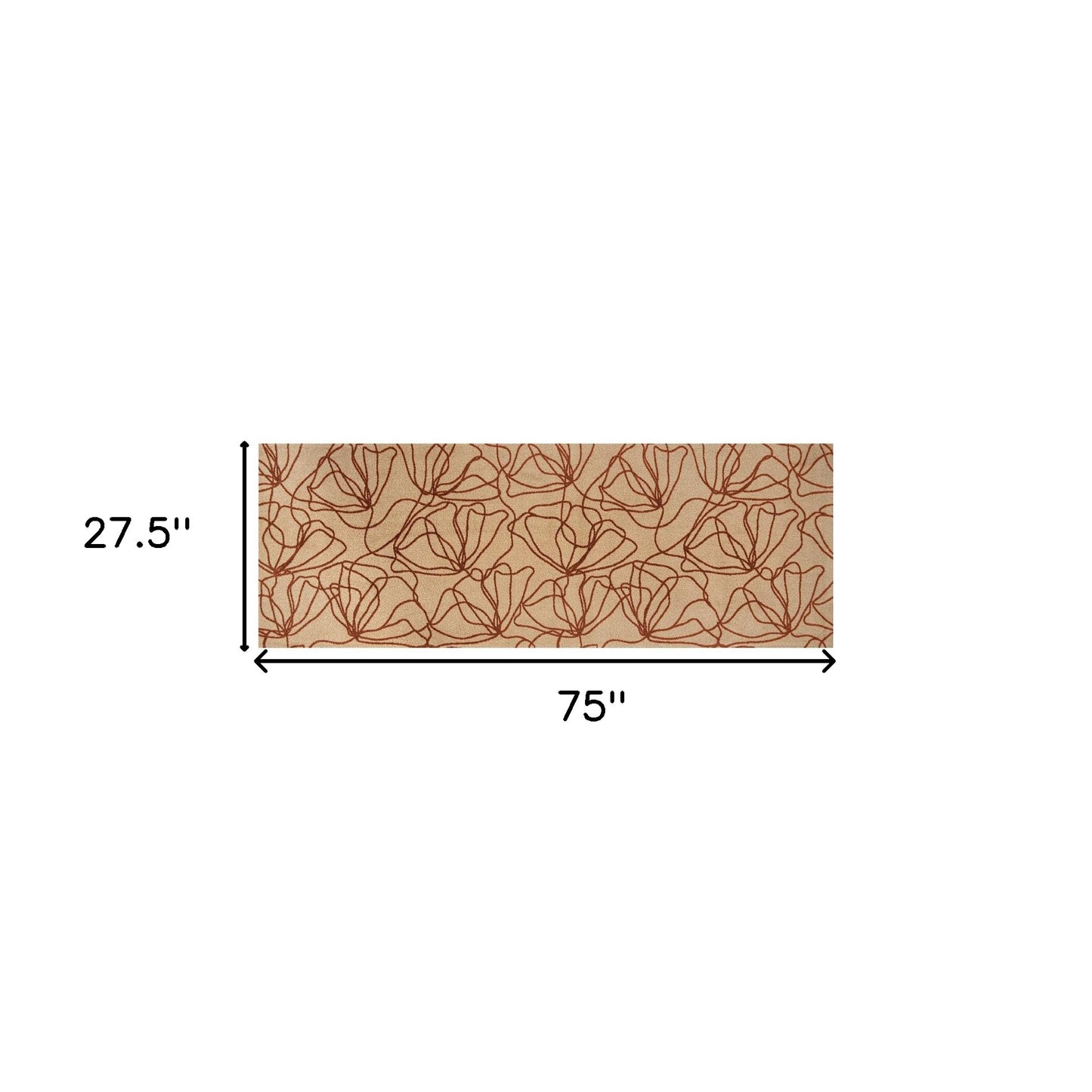 6' Beige and Bronze Floral Washable Area Rug With UV Protection