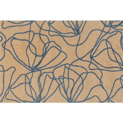 2' X 3' Beige and Blue Floral Washable Non Skid Area Rug With UV Protection