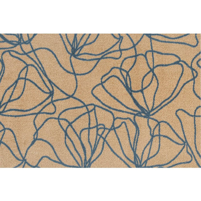 2' X 3' Beige And Blue Floral Washable Area Rug With UV Protection