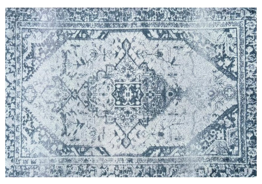 2' X 3' Blue Gray Oriental Distressed Washable Area Rug With UV Protection