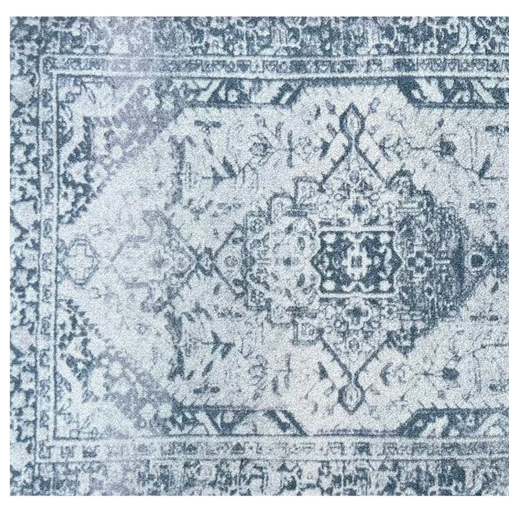 2' X 3' Blue Gray Oriental Distressed Washable Area Rug With UV Protection