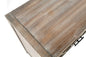 60" Natural and Brown Distressed Carved Geometric Sideboard with Four Doors