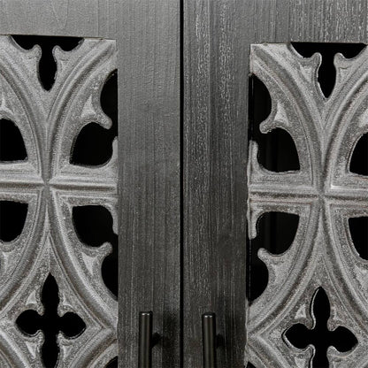 65" Charcoal Distressed Wood Sideboard with Four Doors