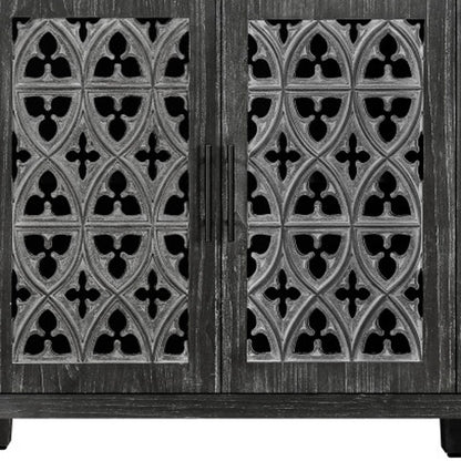 65" Charcoal Distressed Wood Sideboard with Four Doors