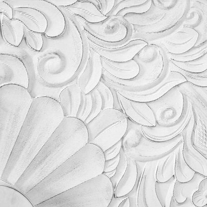 68" Black and White Distressed Carved Floral Sideboard with Four Doors