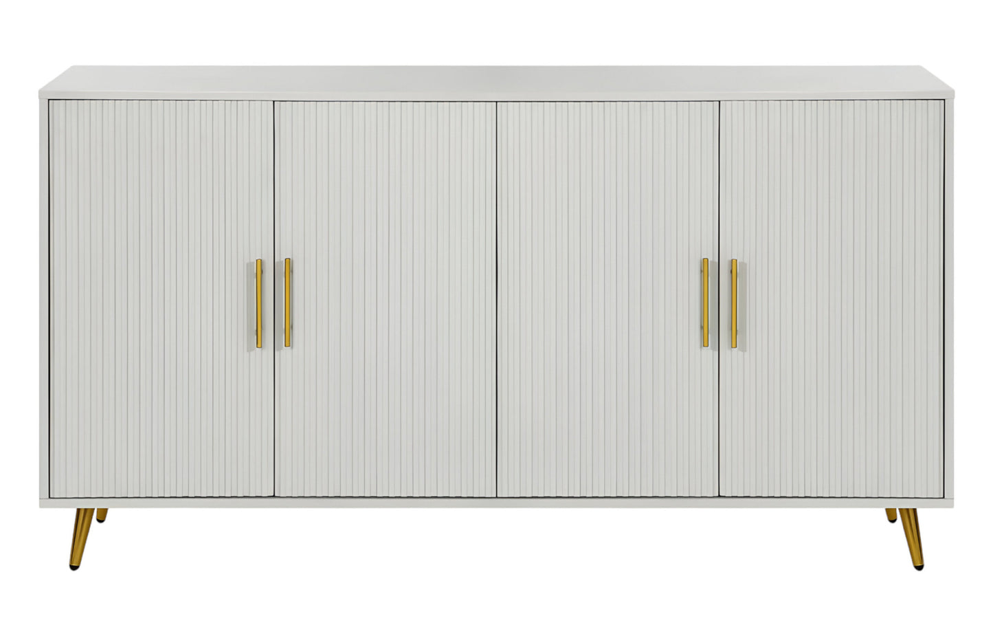 60" White Ribbed Texture Sideboard with Four Doors