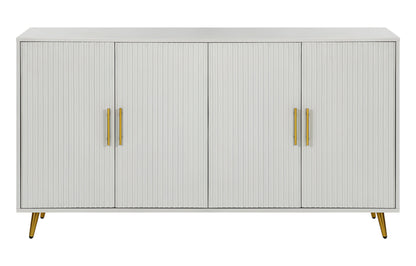 60" White Ribbed Texture Sideboard with Four Doors