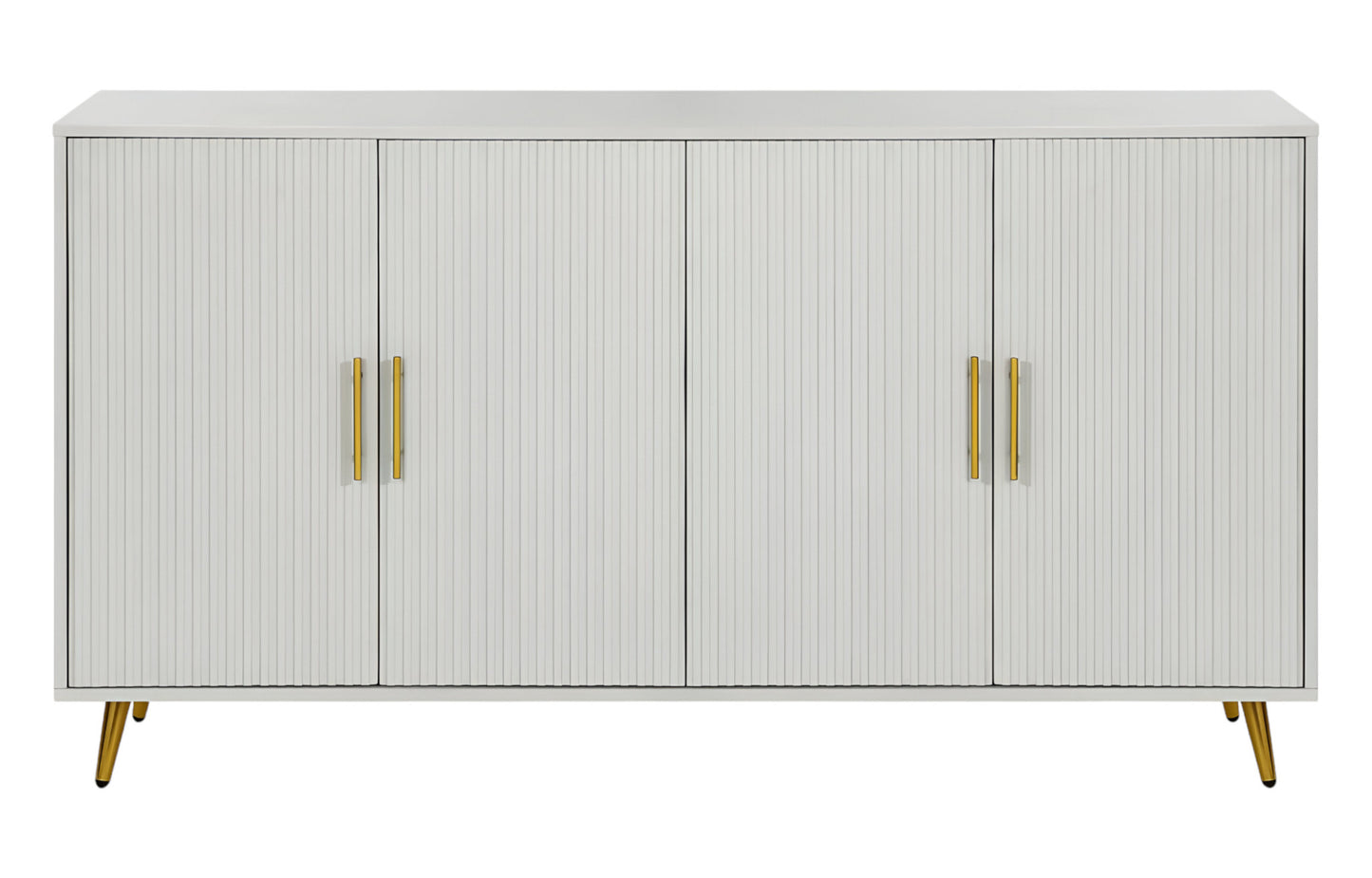 60" White Ribbed Texture Sideboard with Four Doors