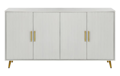 60" White Ribbed Texture Sideboard with Four Doors