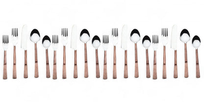 Matte Copper Stainless Steel Twenty Piece Hand Forged Flatware Set