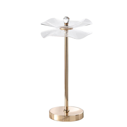 18" Gold Bedside Lamp With Novelty Shade