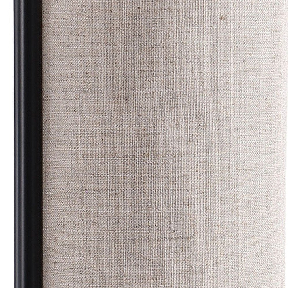 22" Black Metal Bedside Lamp With Beige Cylinder Shade