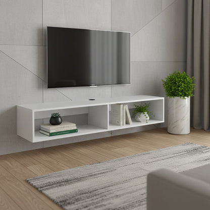 59" White Floating Mount TV Stand