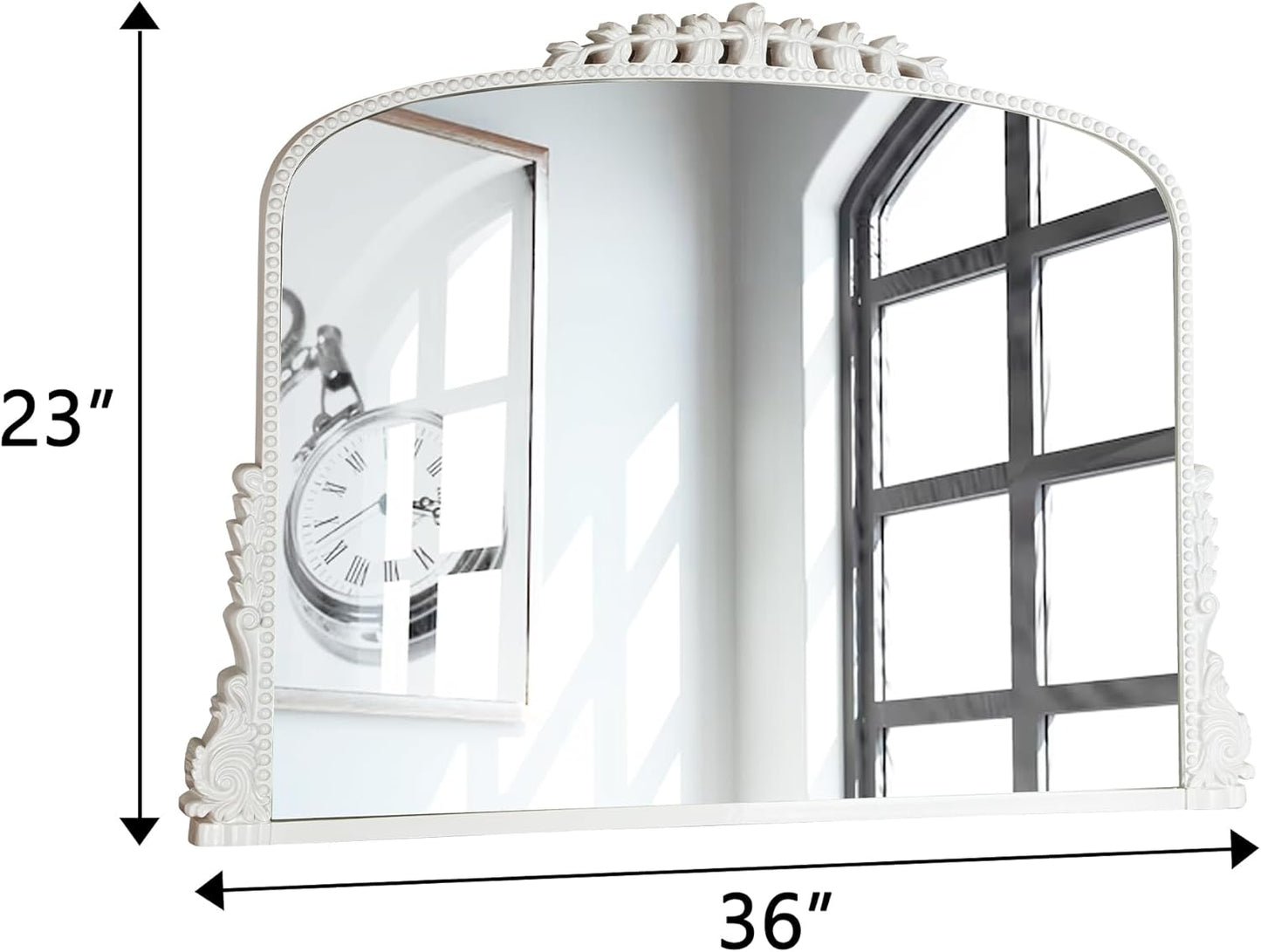 35" White Arch Framed Accent Mirror