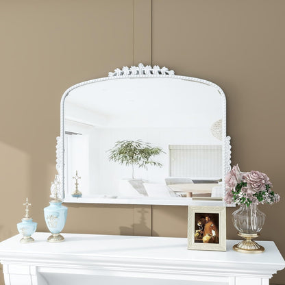 35" White Arch Framed Accent Mirror