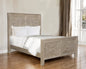 Gray Carved Scrollwork Distressed Solid Wood Queen Bed Frame