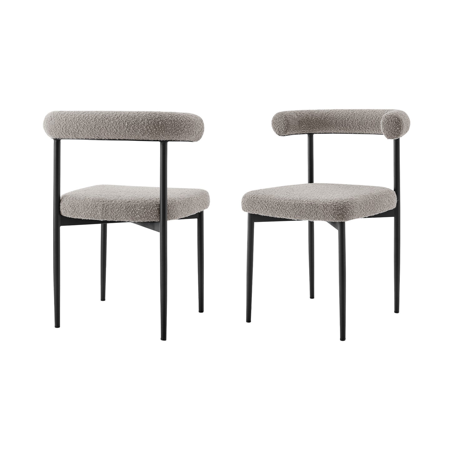 Set of Two Gray And Black Upholstered Polyester Open Back Dining Side Chairs