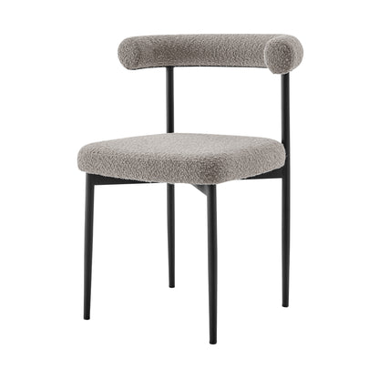 Set of Two Gray And Black Upholstered Polyester Open Back Dining Side Chairs