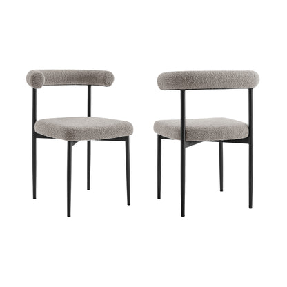 Set of Two Gray And Black Upholstered Polyester Open Back Dining Side Chairs