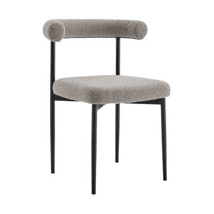 Set of Two Gray And Black Upholstered Polyester Open Back Dining Side Chairs