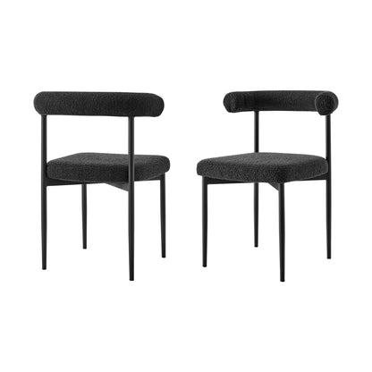 Set of Two Black Upholstered Polyester Open Back Dining Side Chairs