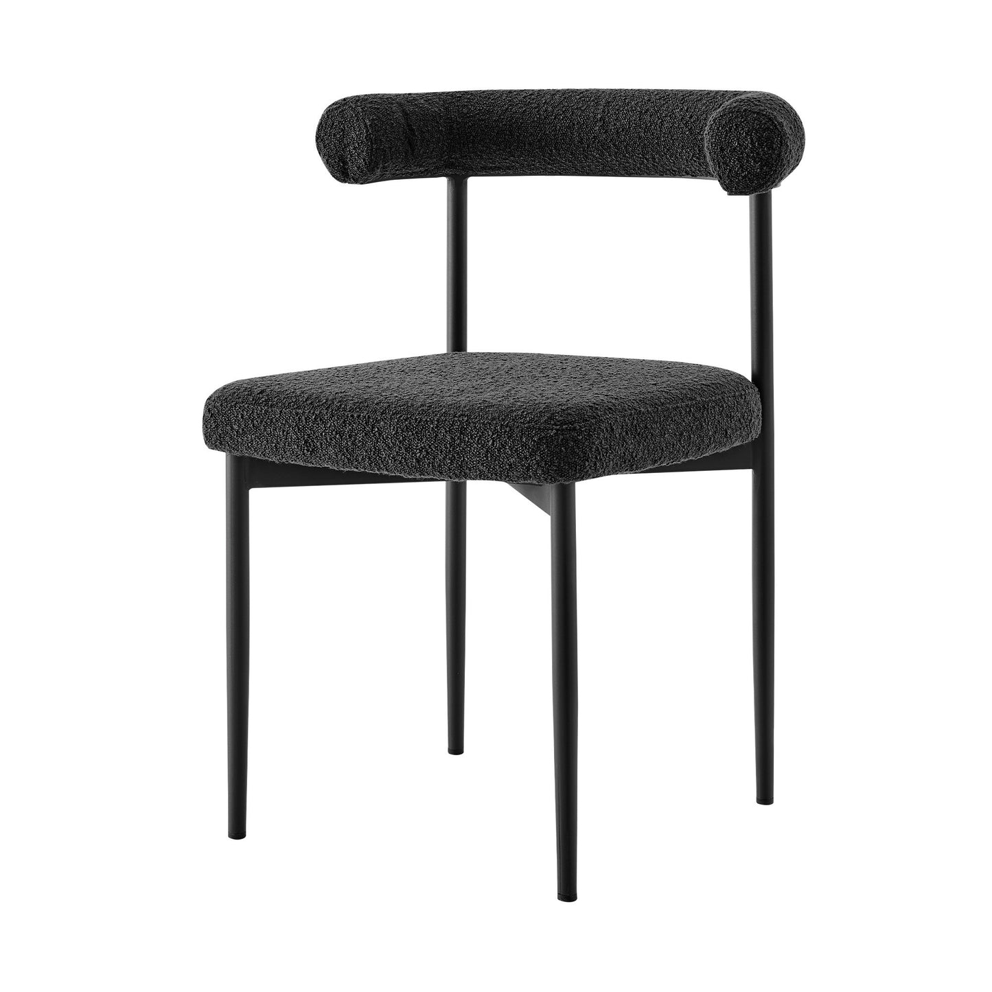 Set of Two Black Upholstered Polyester Open Back Dining Side Chairs