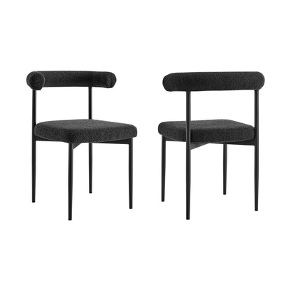 Set of Two Black Upholstered Polyester Open Back Dining Side Chairs