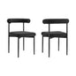 Set of Two Black Upholstered Polyester Open Back Dining Side Chairs