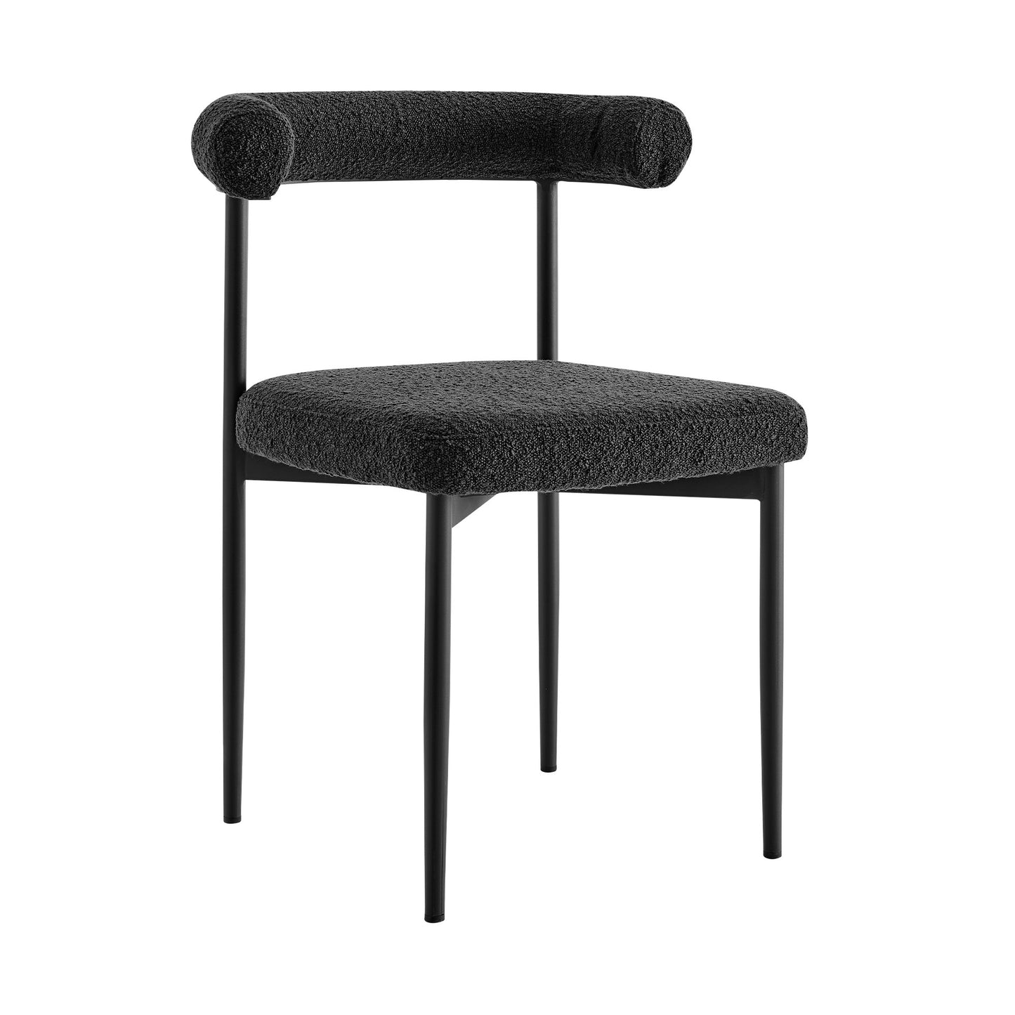 Set of Two Black Upholstered Polyester Open Back Dining Side Chairs