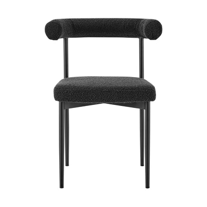 Set of Two Black Upholstered Polyester Open Back Dining Side Chairs