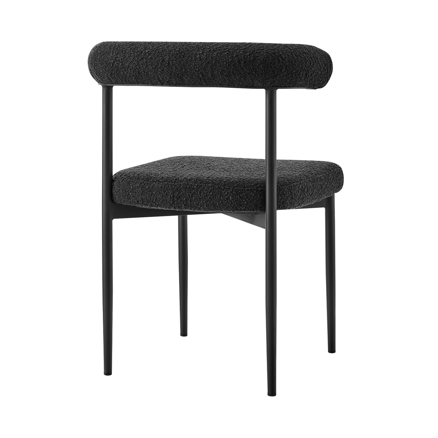 Set of Two Black Upholstered Polyester Open Back Dining Side Chairs