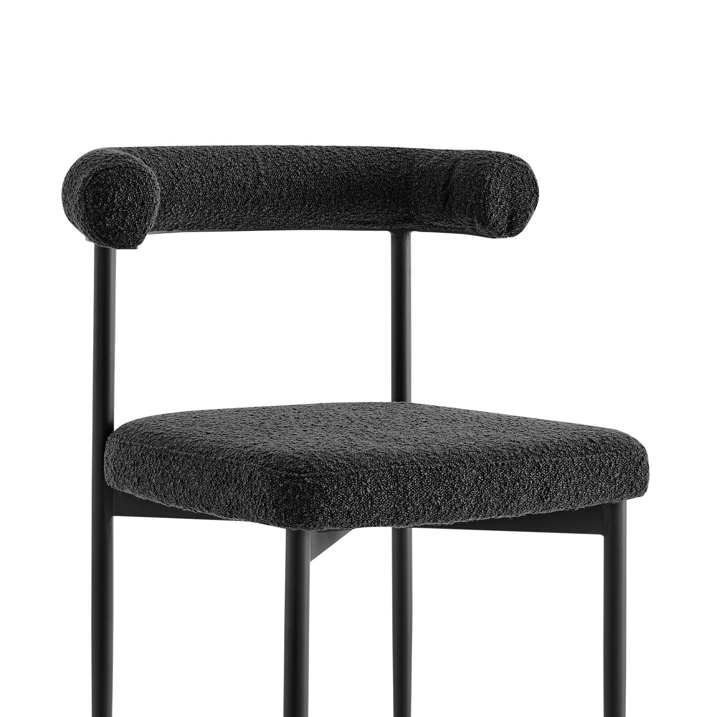 Set of Two Black Upholstered Polyester Open Back Dining Side Chairs