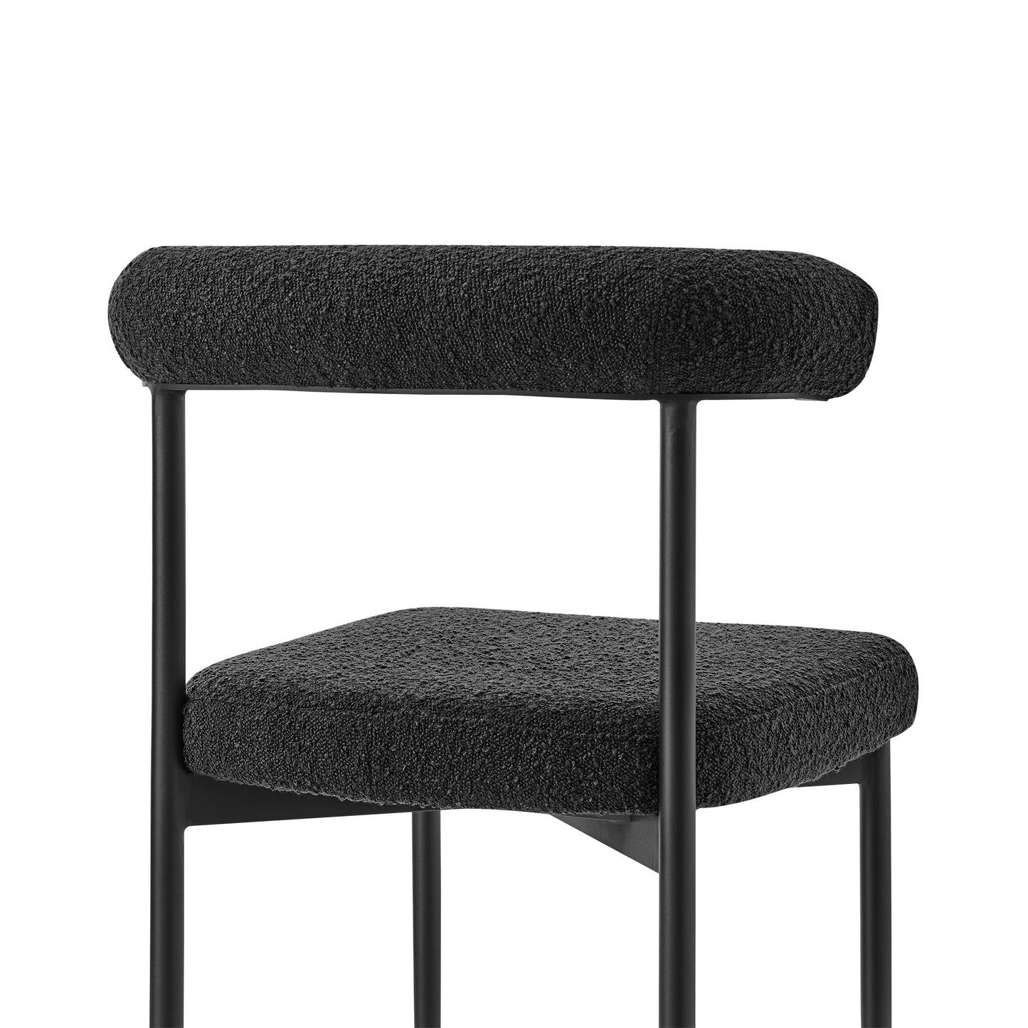 Set of Two Black Upholstered Polyester Open Back Dining Side Chairs