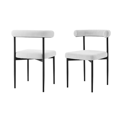 Set of Two Gray And Black Upholstered Polyester Open Back Dining Side Chairs