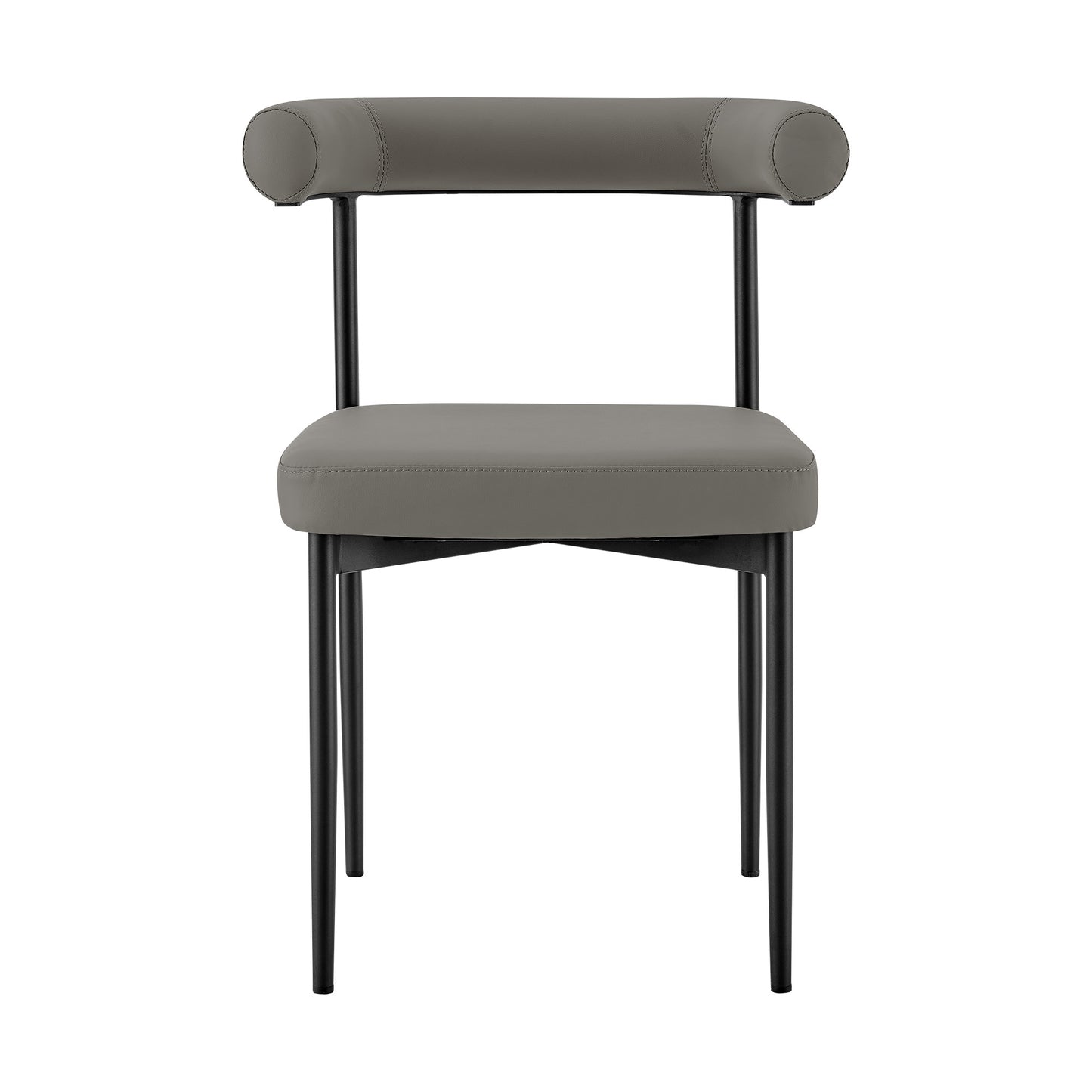 Set of Two Gray And Black Upholstered Faux Leather Open Back Dining Side Chairs