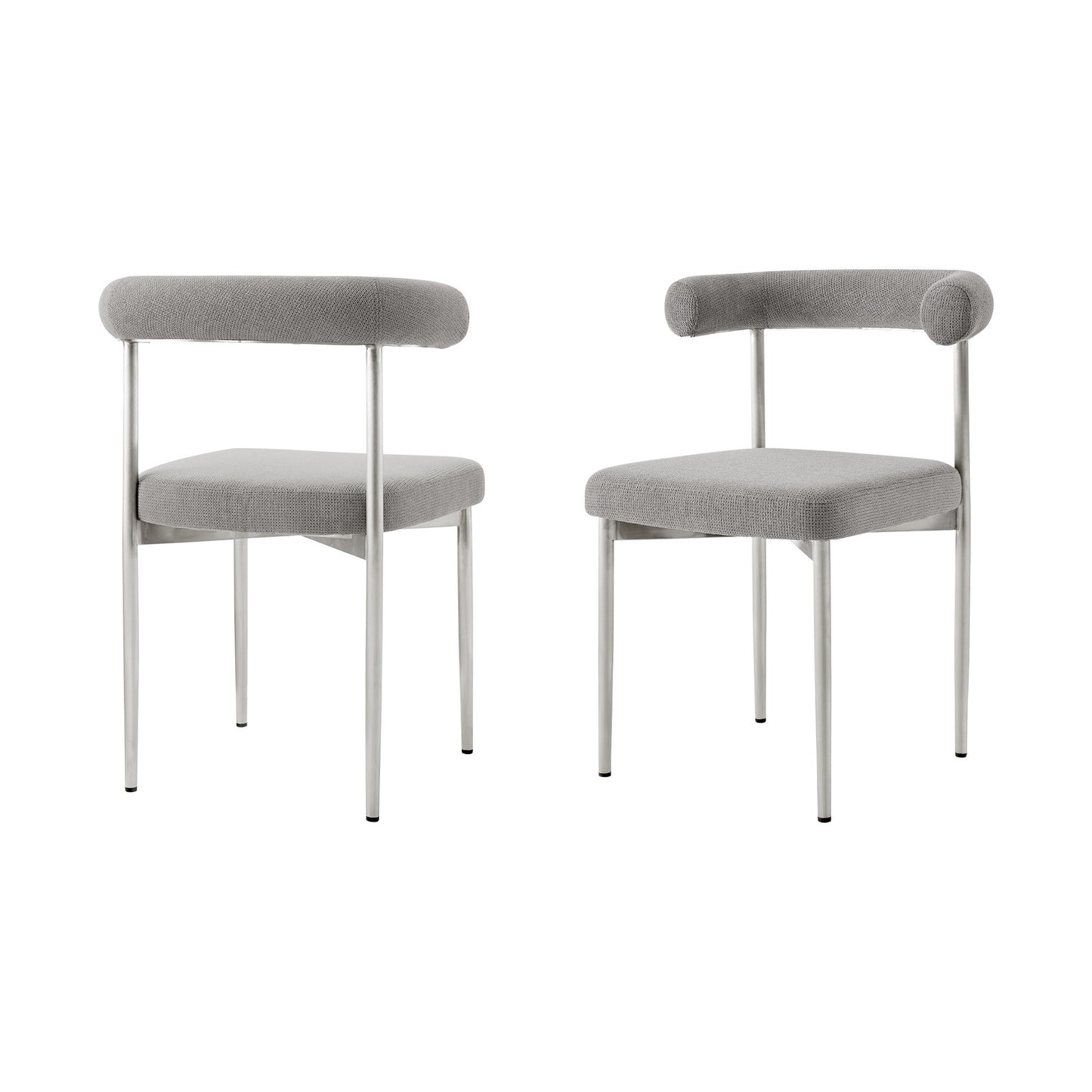 Set of Two Gray And Silver Upholstered Polyester Open Back Dining Side Chairs