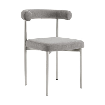 Set of Two Gray And Silver Upholstered Polyester Open Back Dining Side Chairs