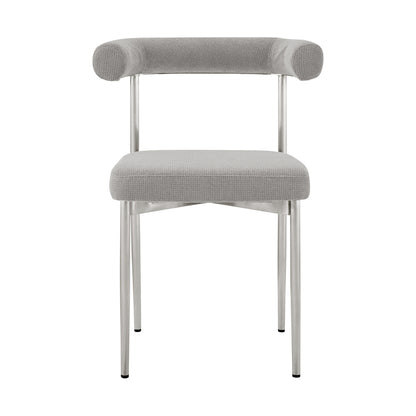 Set of Two Gray And Silver Upholstered Polyester Open Back Dining Side Chairs