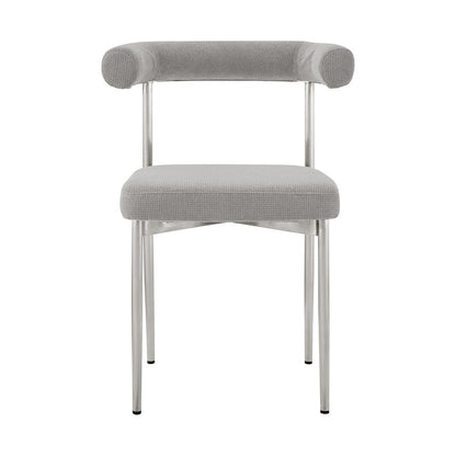 Set of Two Gray And Silver Upholstered Polyester Open Back Dining Side Chairs